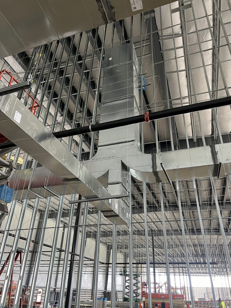 Duct sections staged